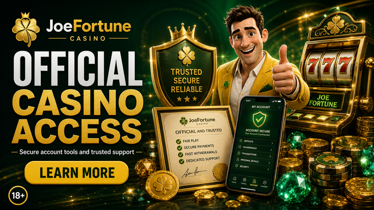 Joe Fortune casino brand story with gold reels